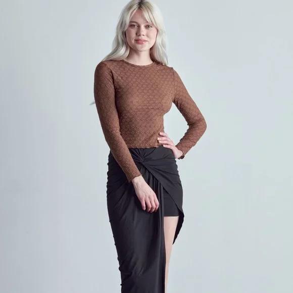 Floral Sheer Long Sleeve Top - Picture 3 of 4